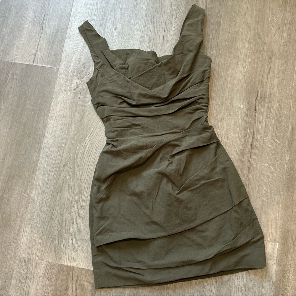 Mimii London Linen Blend Corset Structured Mini Dress Green Size Xs Women’s